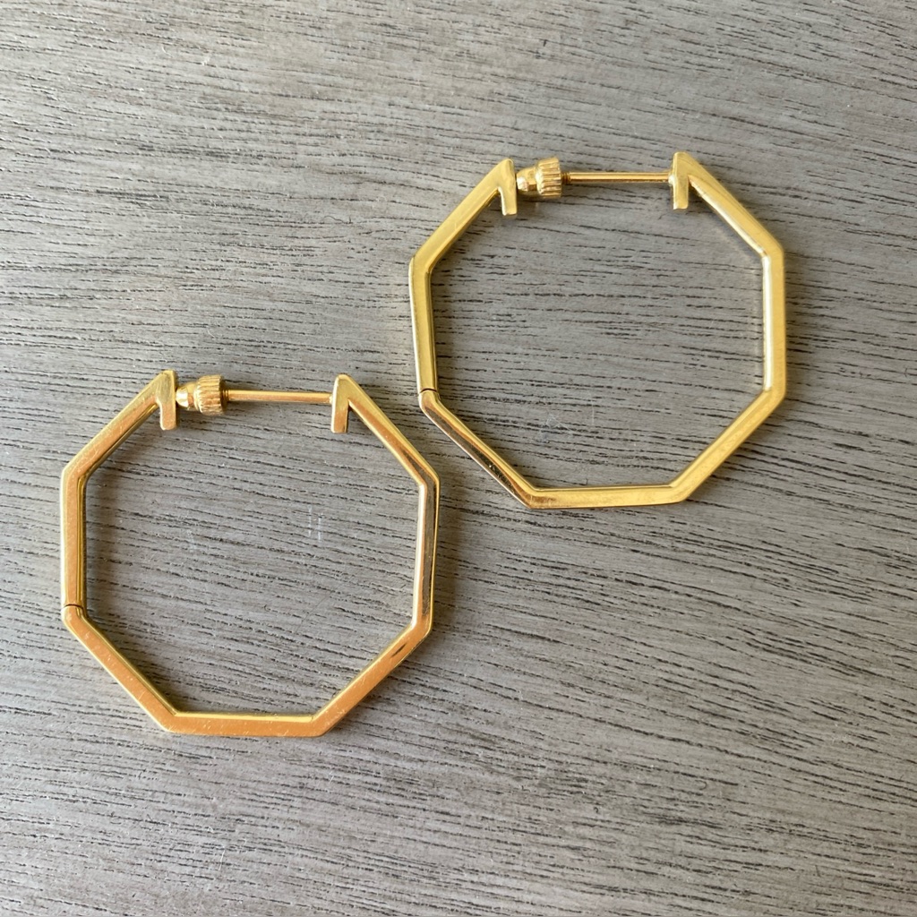 Gabriel Co 14k Yellow Gold 30mm Geometric Hoop Earrings 1525$